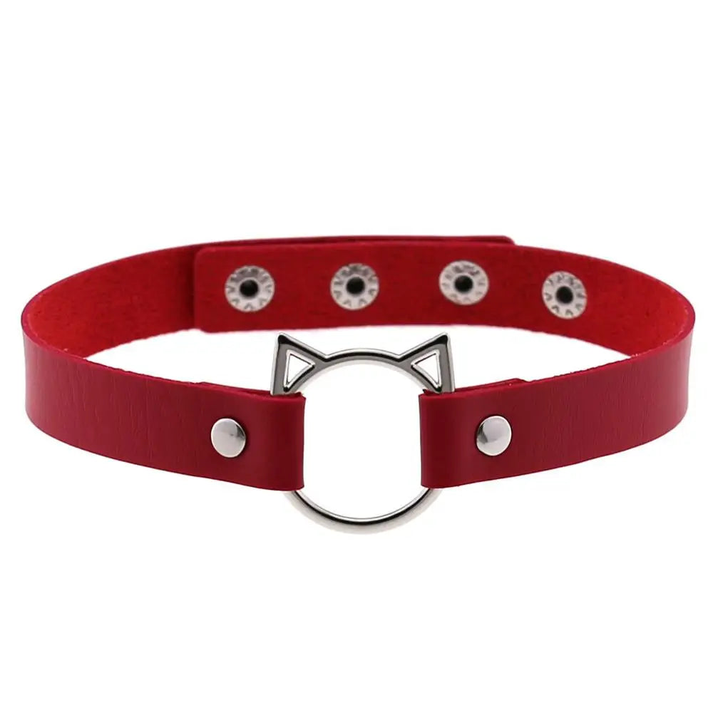 RedSeduction – Leather BDSM Cat Ears Mask | Fetish Cosplay for Parties & Play