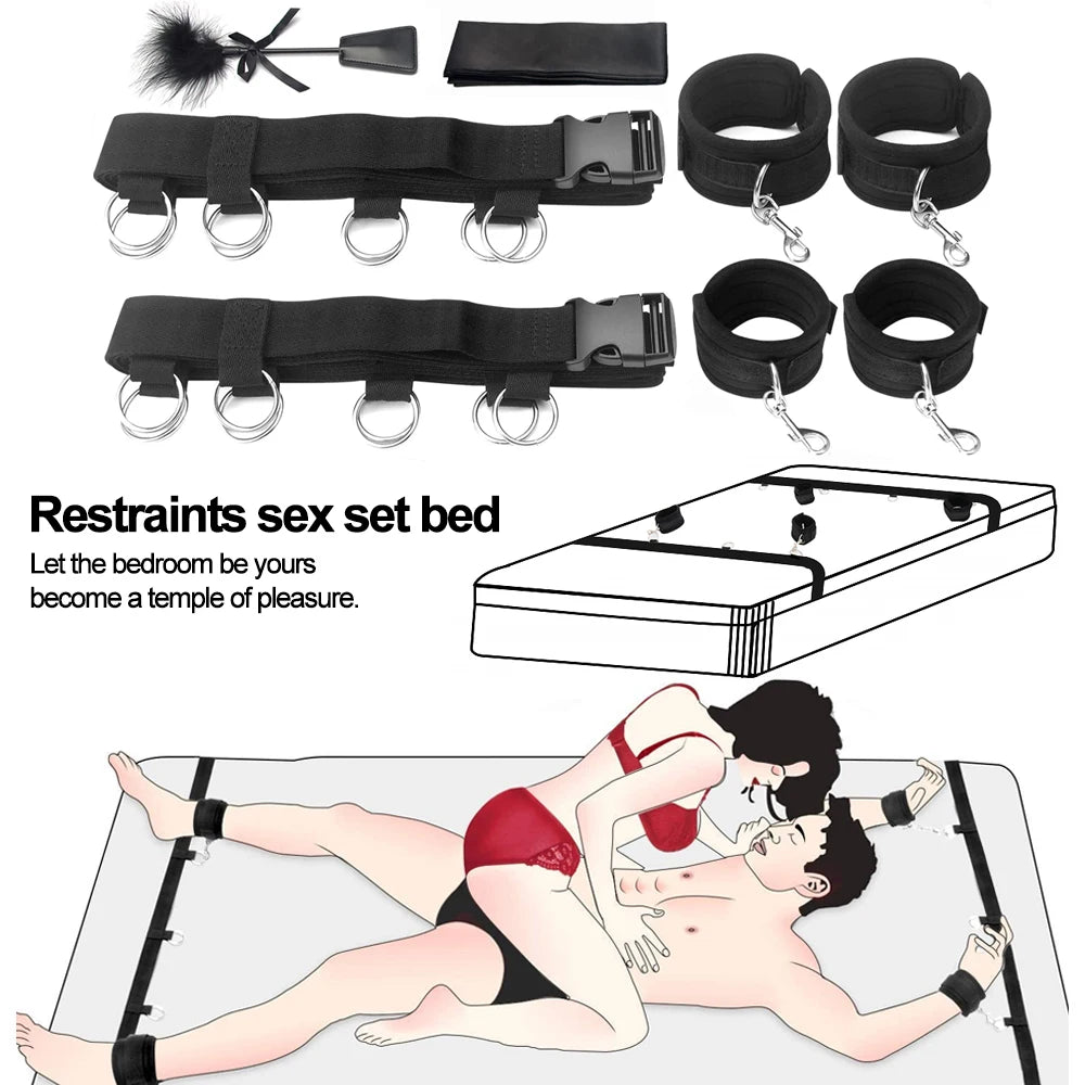 Ultimate BDSM Bondage Kit for Couples – Bed Restraints, Cuffs & Erotic Play