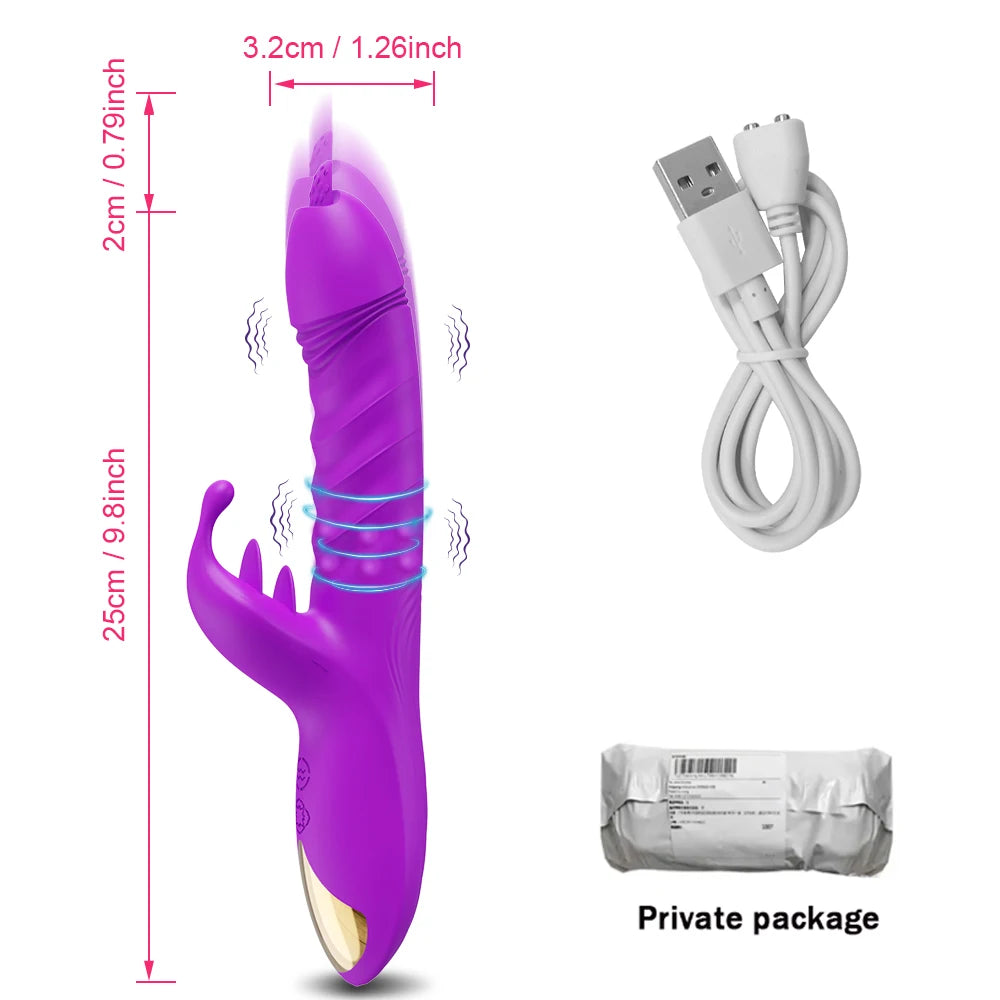 PleasurePulse – Rabbit Vibrator with Rotating & Thrusting Action | G-Spot & Clitoral Stimulator