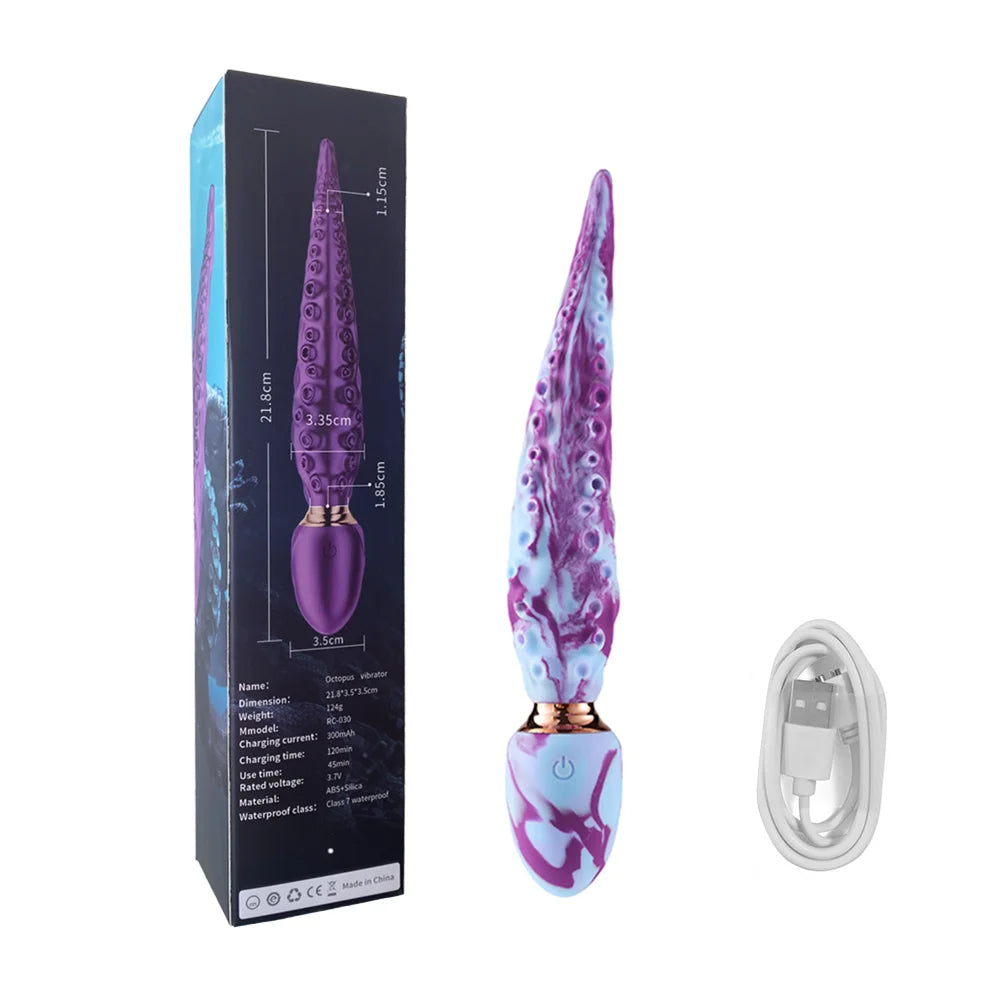 Octopus Tentacle Clitoral Vibrator,Vibrating Realistic Monster G Spot Dildos with 9 Vibration Rotation Modes,Sexy Toy for Women