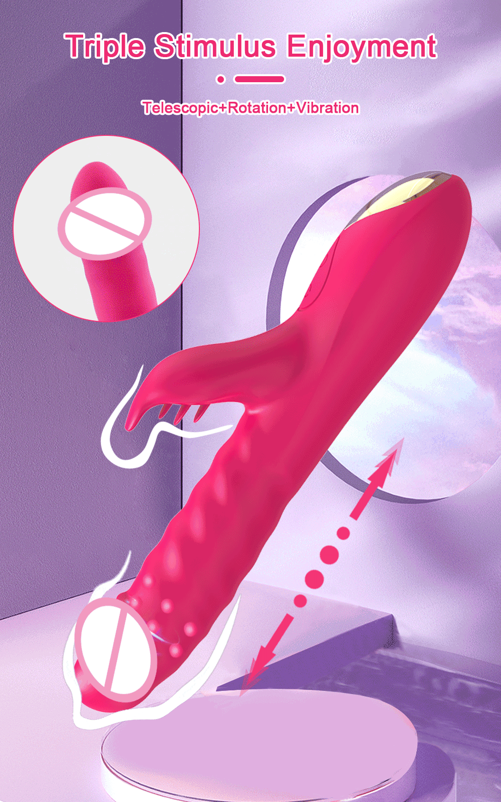 PleasurePulse – Rabbit Vibrator with Rotating & Thrusting Action | G-Spot & Clitoral Stimulator