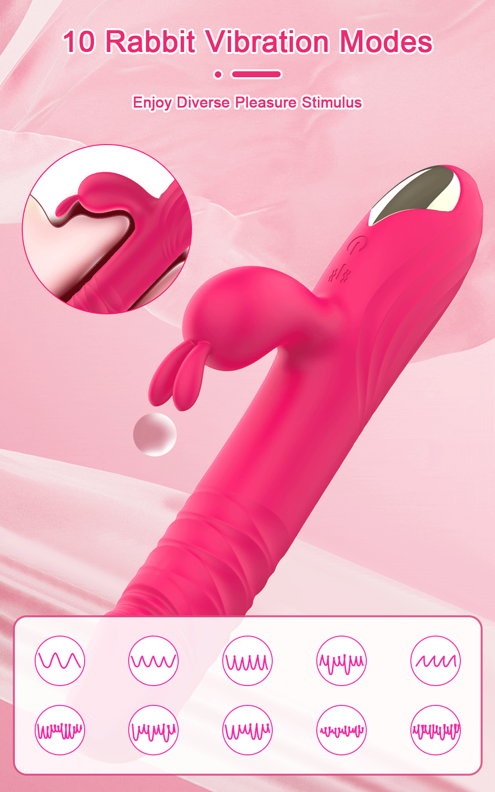 PleasurePulse – Rabbit Vibrator with Rotating & Thrusting Action | G-Spot & Clitoral Stimulator