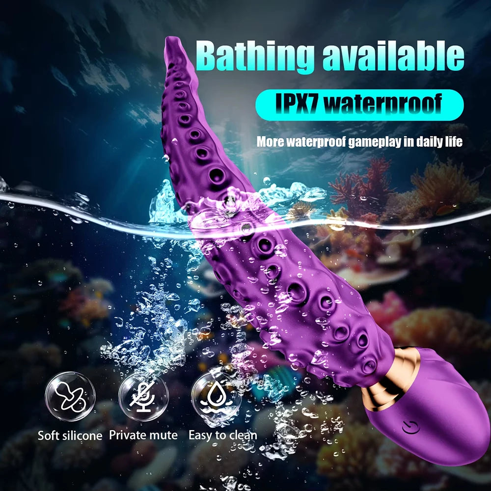 Octopus Tentacle Clitoral Vibrator,Vibrating Realistic Monster G Spot Dildos with 9 Vibration Rotation Modes,Sexy Toy for Women