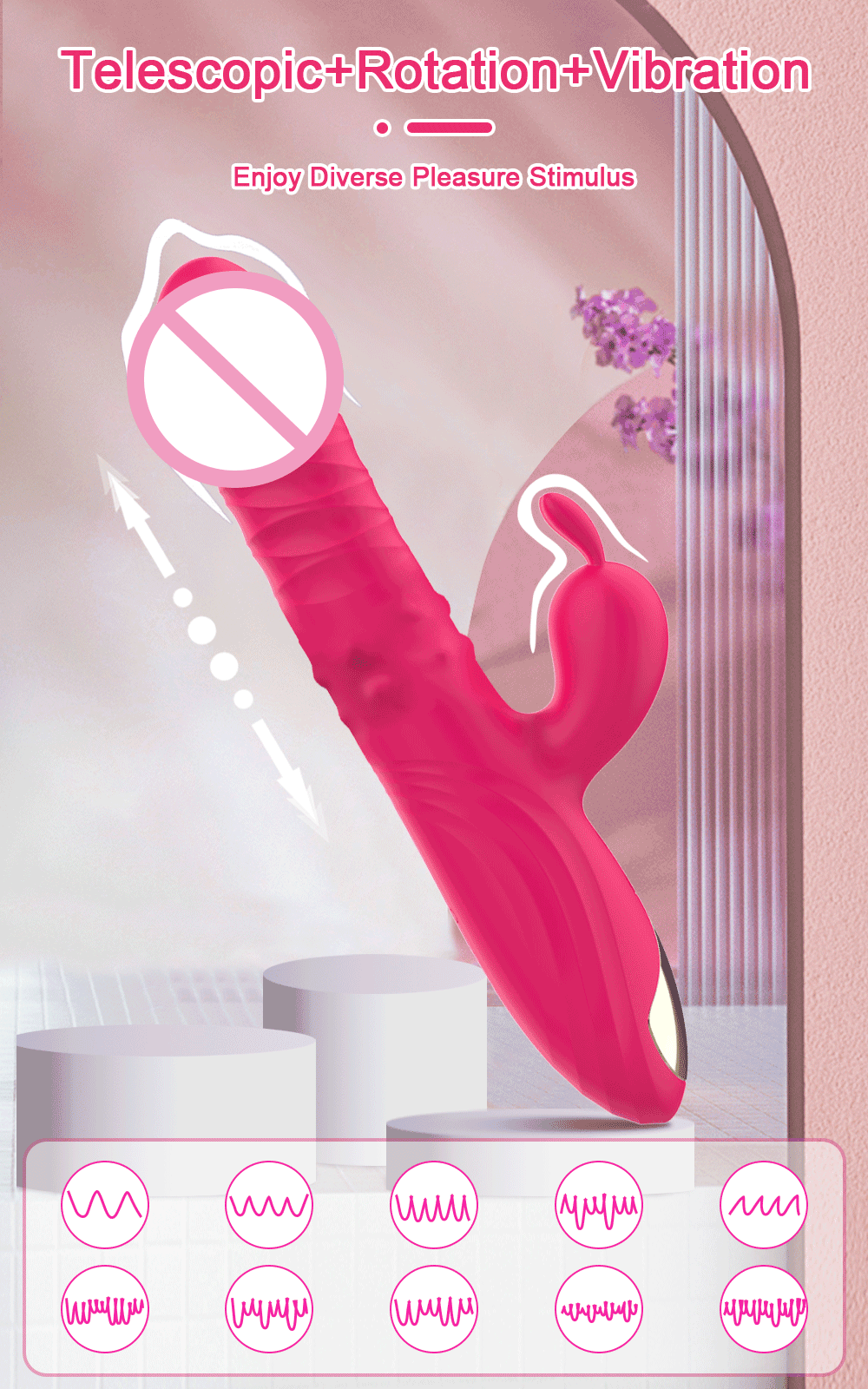 PleasurePulse – Rabbit Vibrator with Rotating & Thrusting Action | G-Spot & Clitoral Stimulator