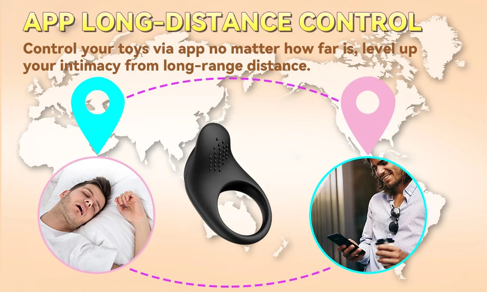 VibeSync™ App-Controlled Vibrating Cock Ring – Clit Stimulator, Delay & Chastity Play for Couples
