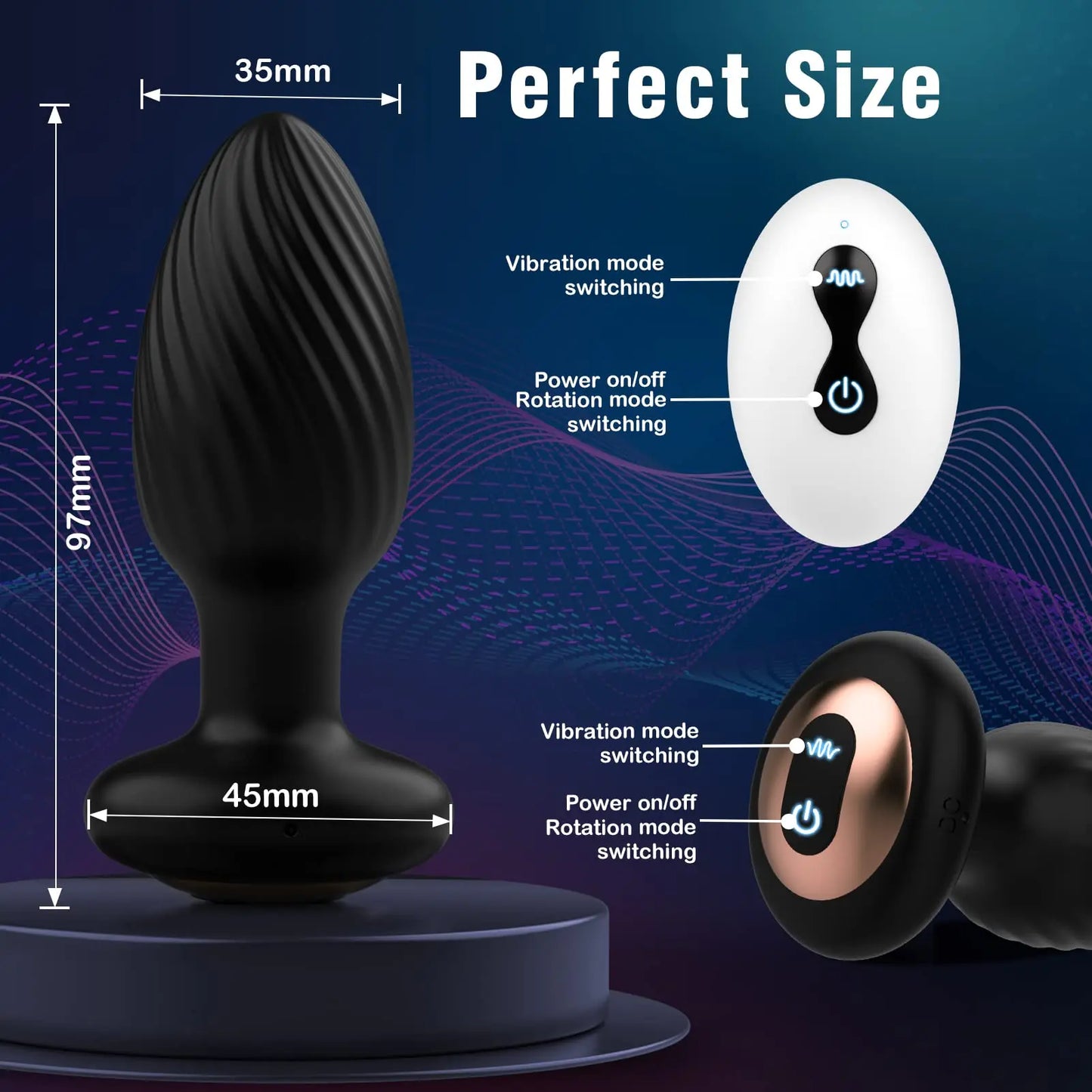 VibeMaster 360 – Bluetooth Rotating Anal Plug with 14 Vibration Modes