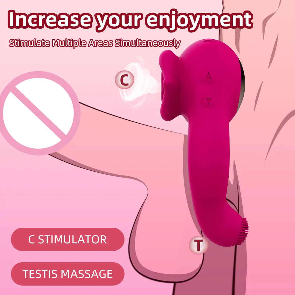 Sucking Tongue Licking Clit Stimulator Delayed Ejaculation CockRing Clitoral Stimulator Scrotum Massager Erotic SexToy forCouple