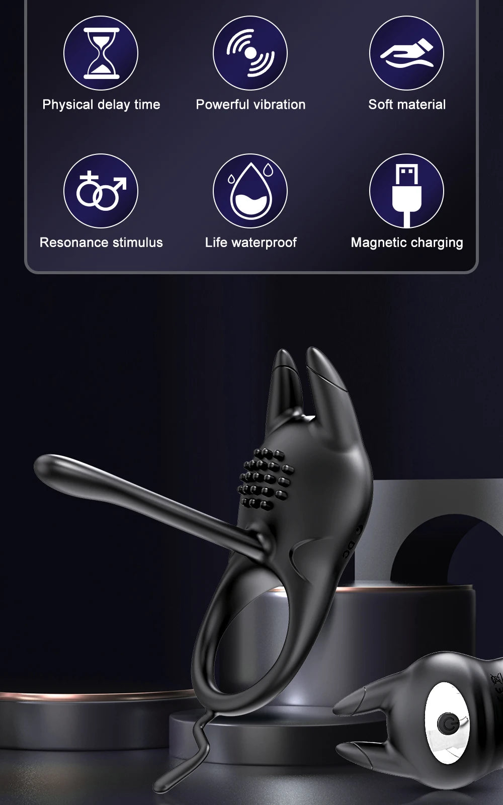 Vibrating Cock Ring for Men – Clitoral & G-Spot Stimulation | Delay Ejaculation Penis Ring for Couples