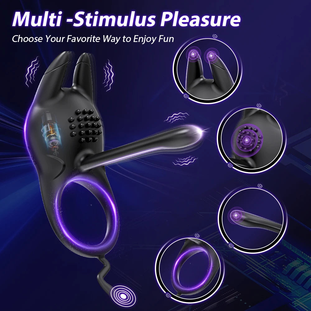 Vibrating Cock Ring for Men – Clitoral & G-Spot Stimulation | Delay Ejaculation Penis Ring for Couples