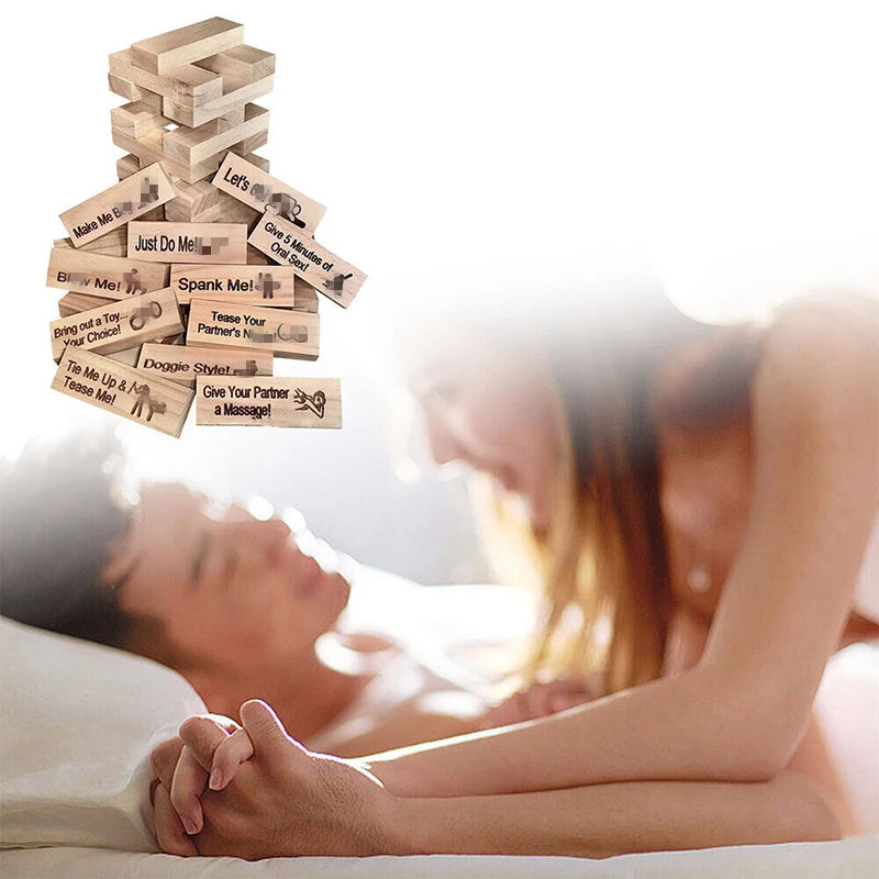 48-Piece Couples Block Tower Game – Date Night & Party Stacking Challenge