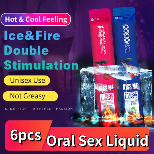 6-Pack Edible Flavored Lubricants – Strawberry, Peach, Ice & Fire | Oral Sex Water-Based Lube for Couples