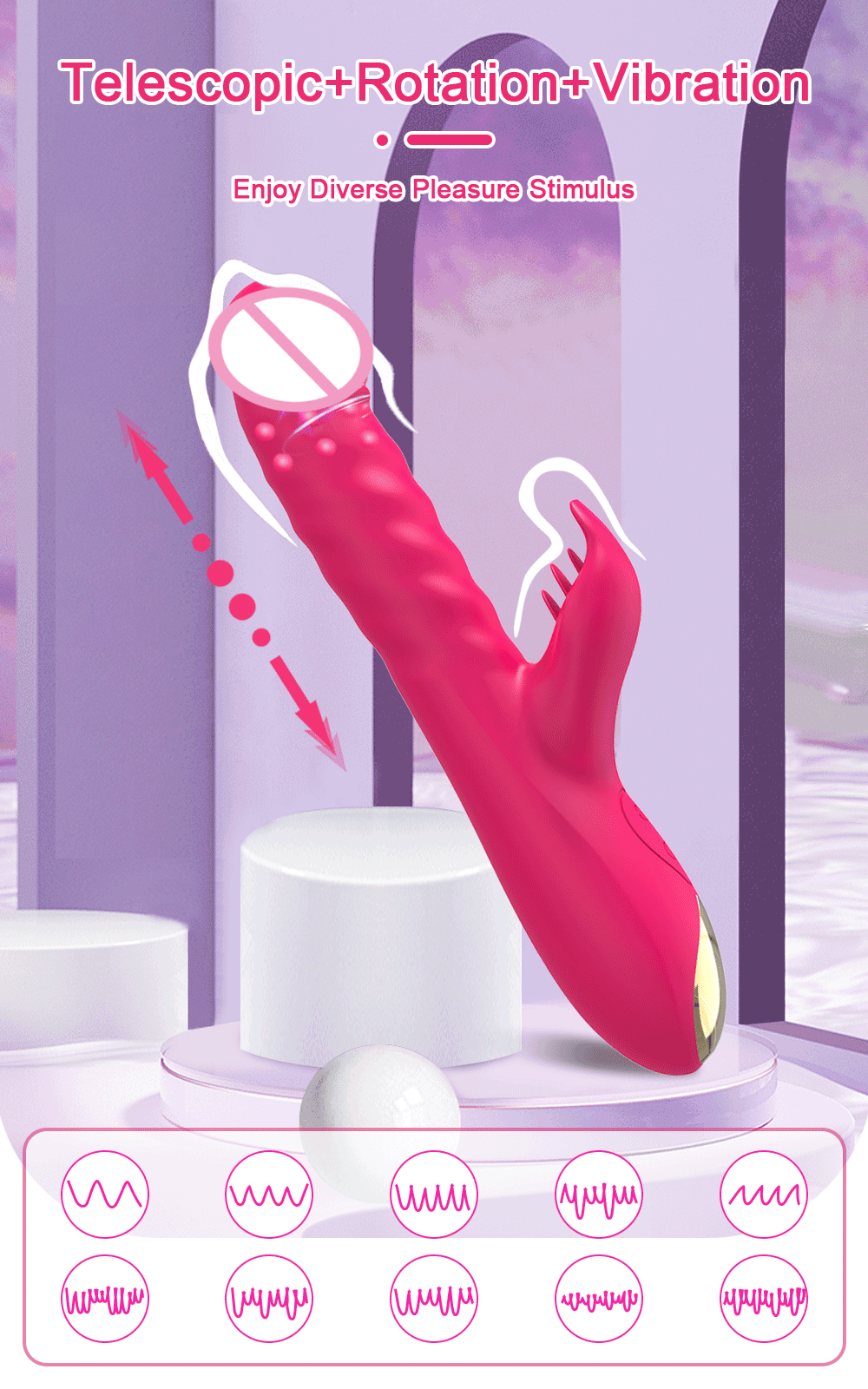 PleasurePulse – Rabbit Vibrator with Rotating & Thrusting Action | G-Spot & Clitoral Stimulator
