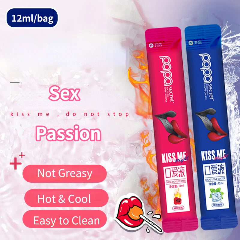 6-Pack Edible Flavored Lubricants – Strawberry, Peach, Ice & Fire | Oral Sex Water-Based Lube for Couples
