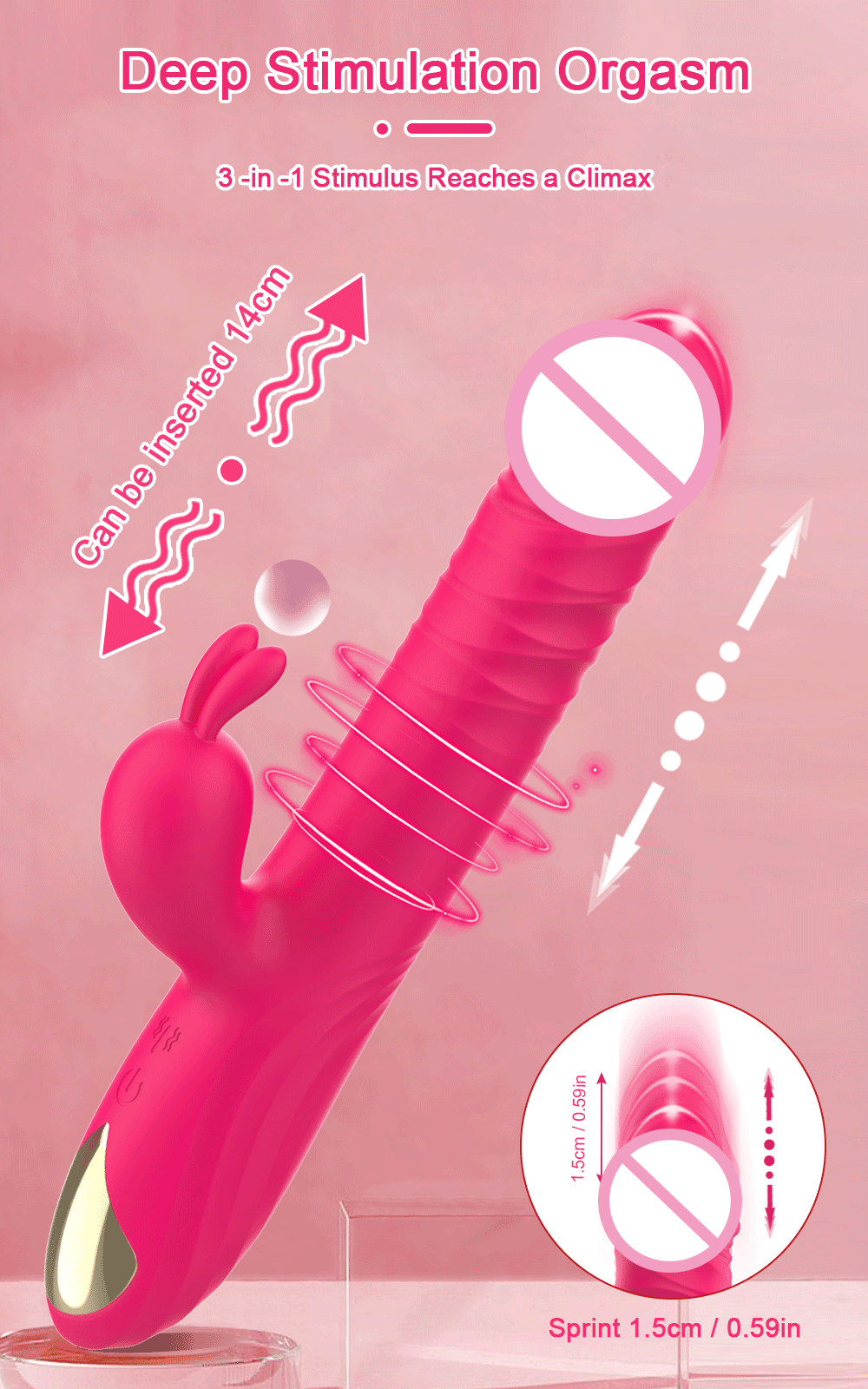 PleasurePulse – Rabbit Vibrator with Rotating & Thrusting Action | G-Spot & Clitoral Stimulator