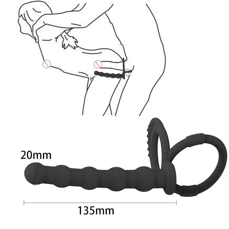 Double Penetration Sex Toy Set – Dildo, Anal Beads & Cock Ring | Unisex Pleasure Kit for Men & Women
