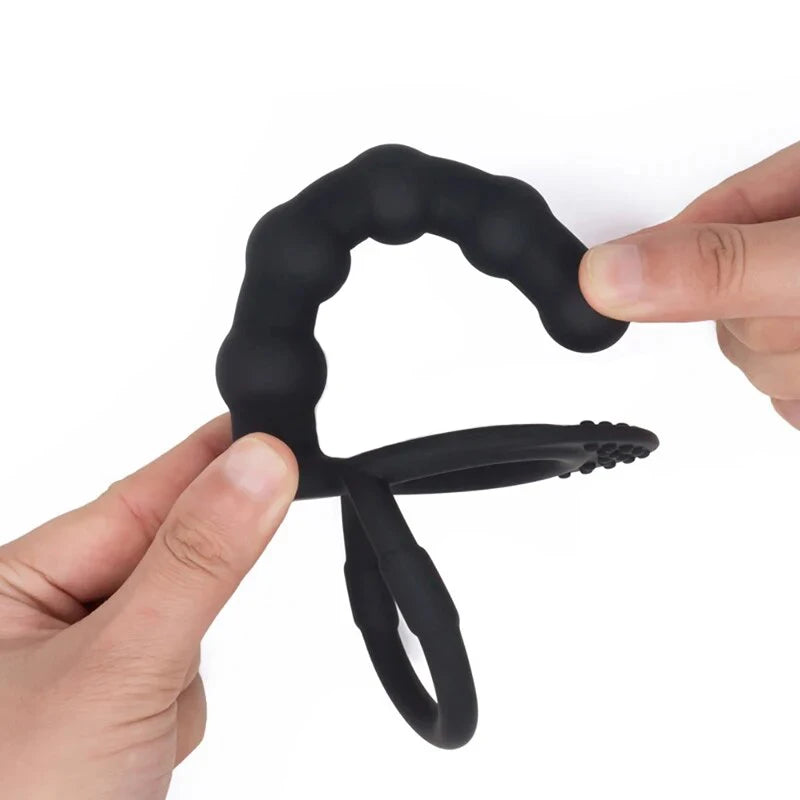 Double Penetration Sex Toy Set – Dildo, Anal Beads & Cock Ring | Unisex Pleasure Kit for Men & Women