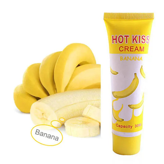 HOT KISS Banana Edible Lubricant – Fruit-Flavored Body Grease for Oral, Vaginal & Anal Play | Pain-Relieving Massage Gel
