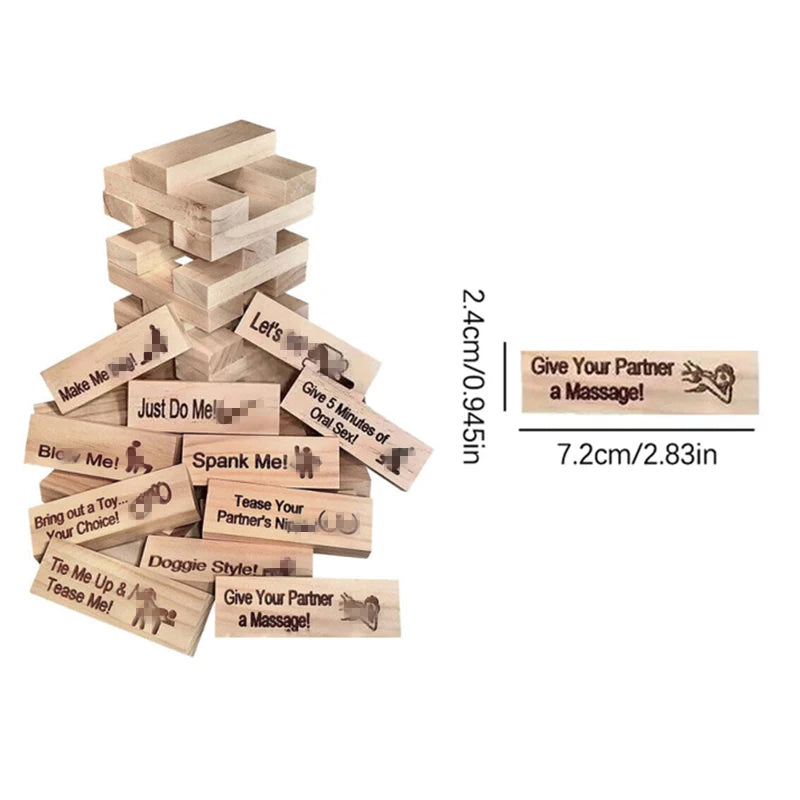 48-Piece Couples Block Tower Game – Date Night & Party Stacking Challenge
