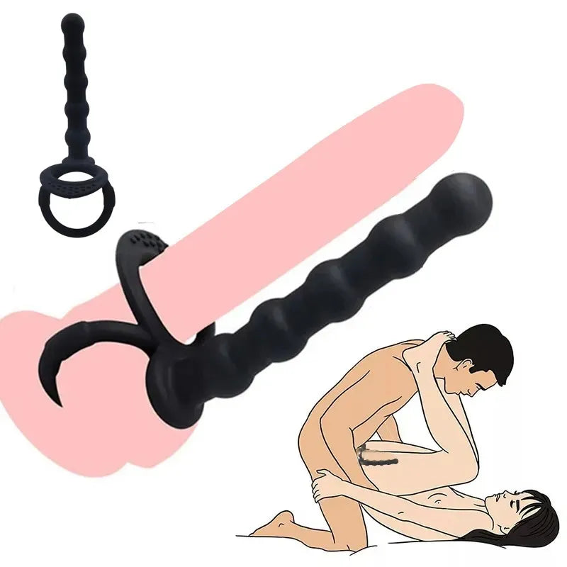 Double Penetration Sex Toy Set – Dildo, Anal Beads & Cock Ring | Unisex Pleasure Kit for Men & Women