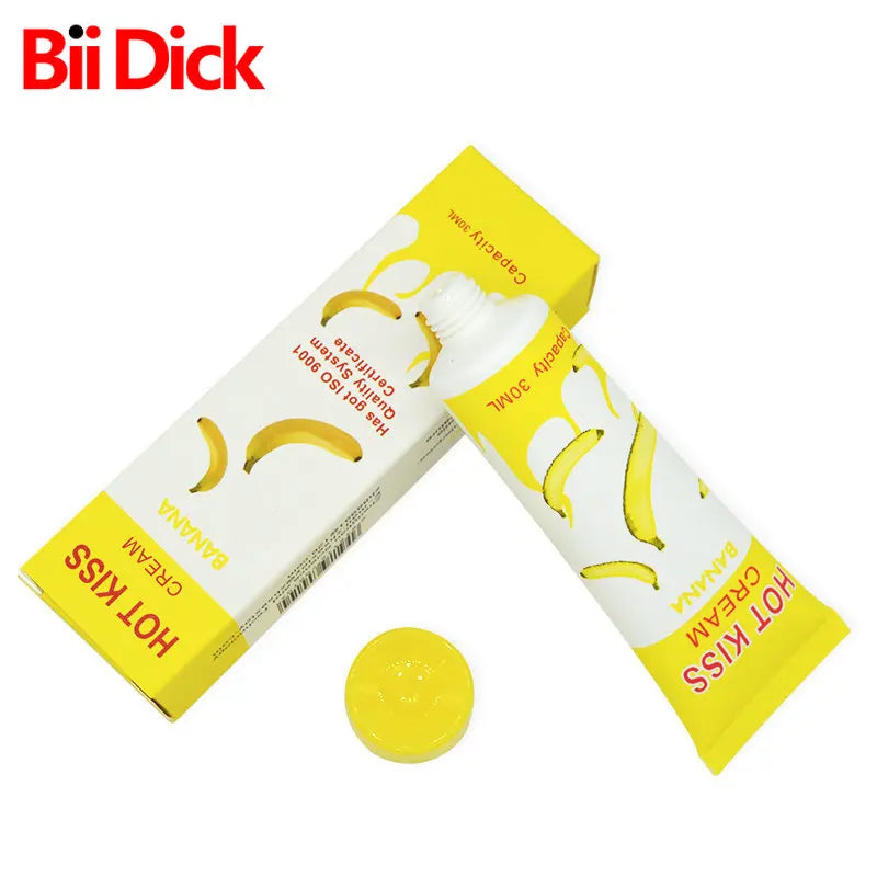 HOT KISS Banana Edible Lubricant – Fruit-Flavored Body Grease for Oral, Vaginal & Anal Play | Pain-Relieving Massage Gel