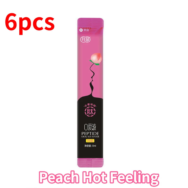 6-Pack Edible Flavored Lubricants – Strawberry, Peach, Ice & Fire | Oral Sex Water-Based Lube for Couples