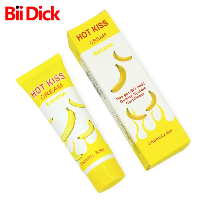 HOT KISS Banana Edible Lubricant – Fruit-Flavored Body Grease for Oral, Vaginal & Anal Play | Pain-Relieving Massage Gel