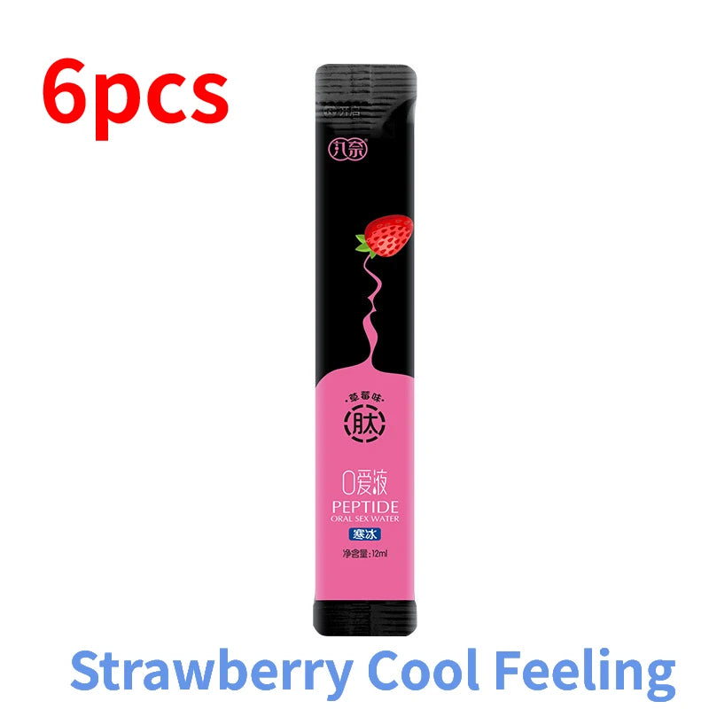 6-Pack Edible Flavored Lubricants – Strawberry, Peach, Ice & Fire | Oral Sex Water-Based Lube for Couples