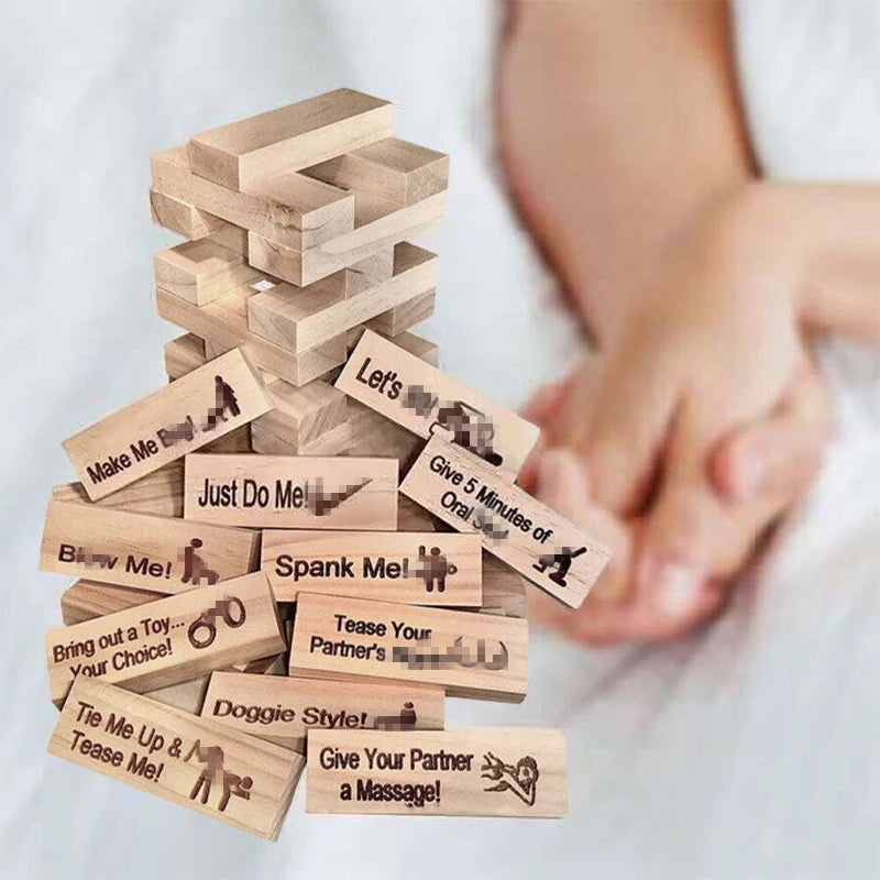 48-Piece Couples Block Tower Game – Date Night & Party Stacking Challenge