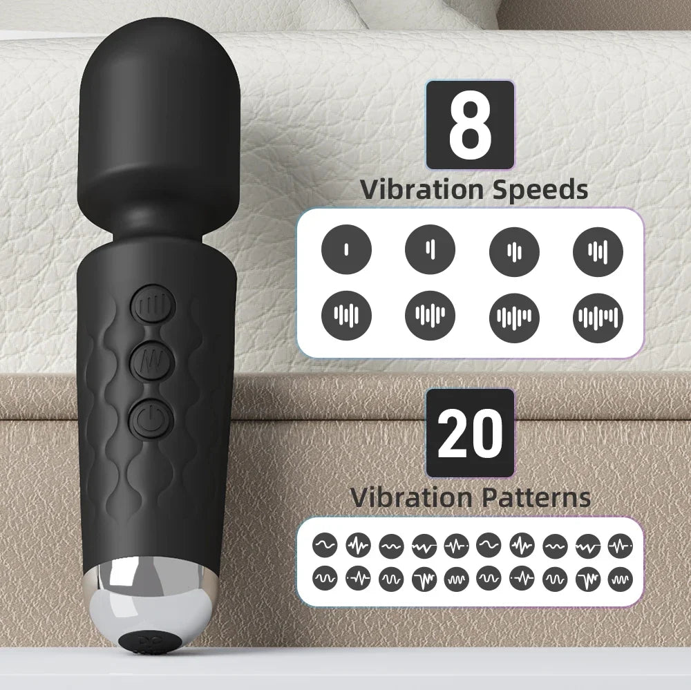 20-Speed Magic Wand Vibrator – Powerful AV Massager for Women | Nipple, G-Spot & Clitoral Stimulator
