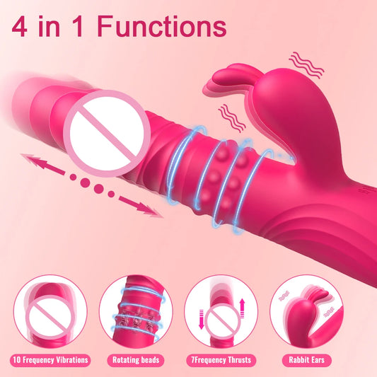 PleasurePulse – Rabbit Vibrator with Rotating & Thrusting Action | G-Spot & Clitoral Stimulator