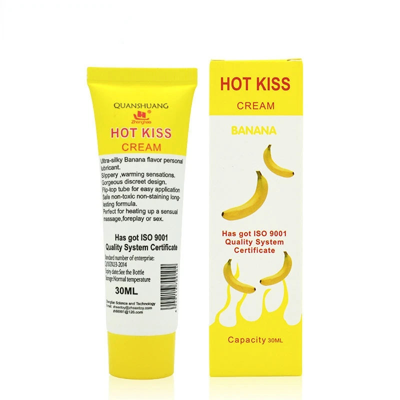 HOT KISS Banana Edible Lubricant – Fruit-Flavored Body Grease for Oral, Vaginal & Anal Play | Pain-Relieving Massage Gel