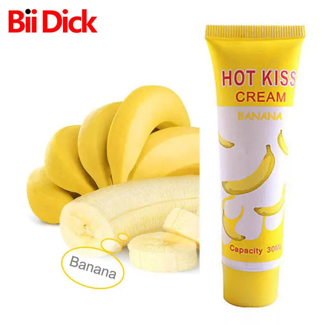 HOT KISS Banana Edible Lubricant – Fruit-Flavored Body Grease for Oral, Vaginal & Anal Play | Pain-Relieving Massage Gel
