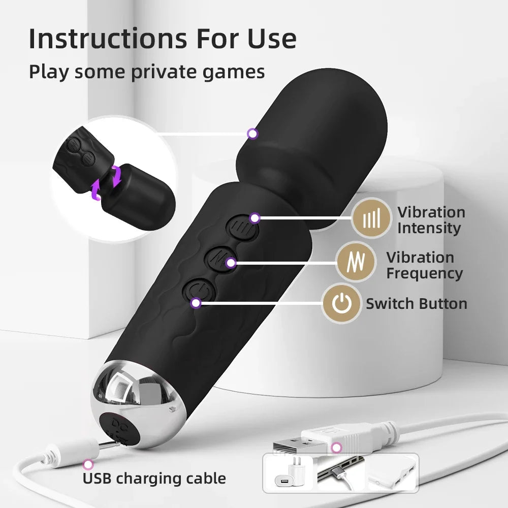 20-Speed Magic Wand Vibrator – Powerful AV Massager for Women | Nipple, G-Spot & Clitoral Stimulator
