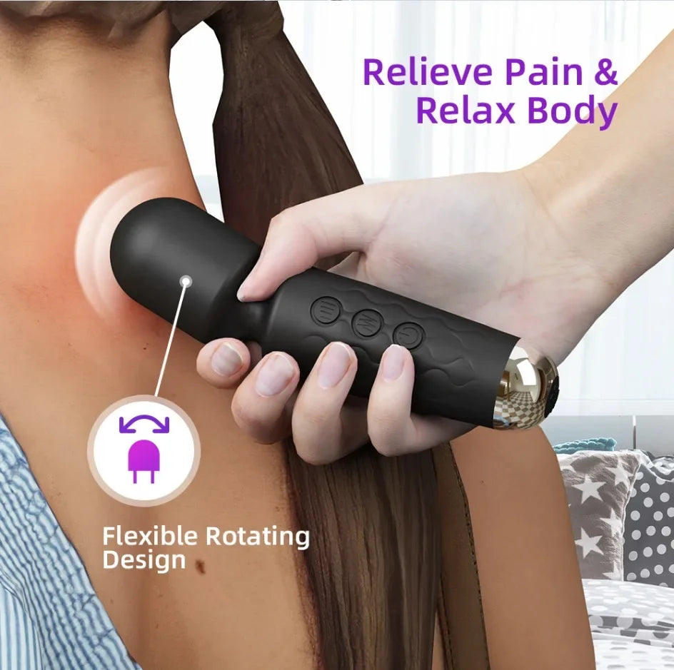 20-Speed Magic Wand Vibrator – Powerful AV Massager for Women | Nipple, G-Spot & Clitoral Stimulator