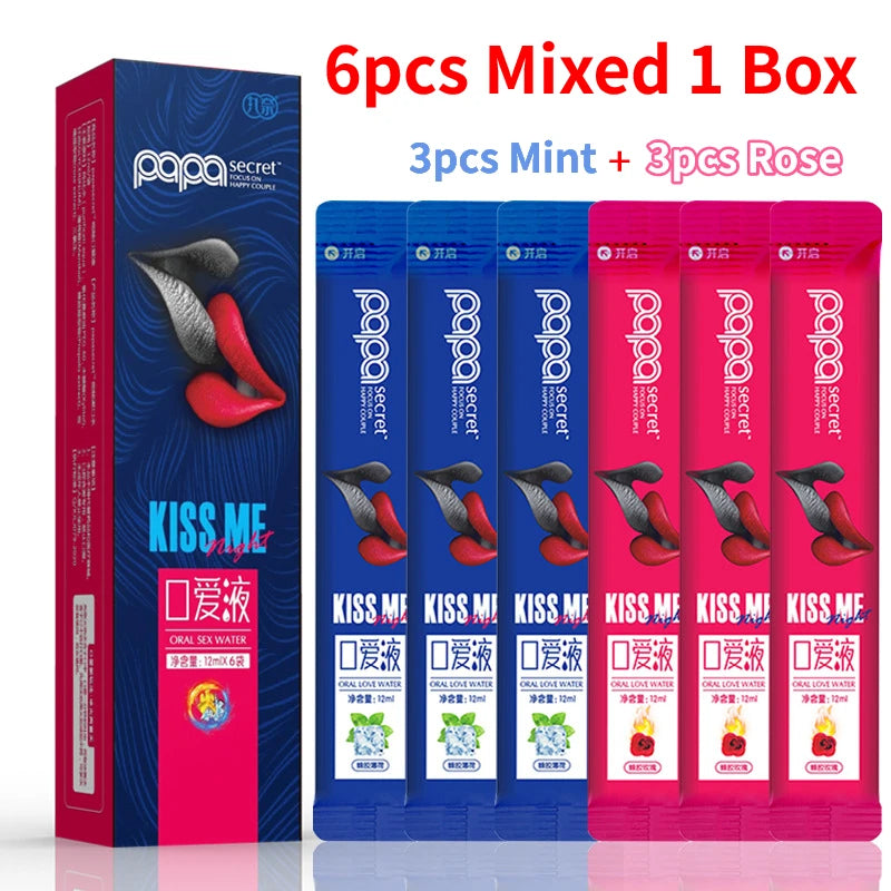 6-Pack Edible Flavored Lubricants – Strawberry, Peach, Ice & Fire | Oral Sex Water-Based Lube for Couples